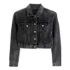 Damenjacken Reißverschlüsse Designerjacke Denim Jeans Mantel mit Buchstaben Brocken für Lady Slim Coat Blau und schwarze Schichten2171825