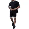Fashion Solid Color Tracksuits For Mens Fitness Training T shirts And Sports Drawstring Shorts Running Casual 2 Piece Sets 22120