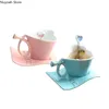 Tazze in ceramica tazza creativa coppia a forma di cuore set caffè set in stile rosa in stile europeo artigianato dorato per il soggiorno decorazione del soggiorno