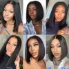 4x4 Bob Lace Closure Wig Peruvian Virgin Hair Straight Lace Frontal Human Hair Wigs Swiss Lace Frontal Wig Pre Plucked