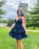 Glitter Hoco Vestido 2024 Saia Ruffle Lady Evento Formal Cocktail Party Vestido Homecoming Curto Prom Dance Rosa Luz Amarelo Azul Preto Azul Marinho Vestido de Baile Espaguete 2k24