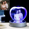 Customized K9 Crystal LED Base Laser Engraved Picture Christmas Home Decoration Personalized Wedding Po Frame 220711