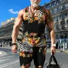 Мужские спортивные костюмы лето мужчина 3D персонализированная печать тонкие повседневные шорты жилет