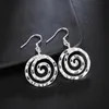 Dangle Lustre Haute Qualité 925 Timbre Argent Spirale Cercle Boucles D'oreilles Pour Tempérament Femmes All-match Fête De Mariage Bijoux De Noël Gif