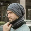 Berets Winter Beanie Shats Sharf Set 2022 Теплый вязаный череп для шеи теплее с толстой флисовой шляпой для мужчин.