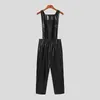 Men's Pants 2022 American Style Men's Leather Jumpsuit Casual Streetwear Male Solid All-match Simple Comfortable Overalls S-5XLMen's Bou