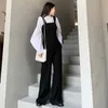 Summer Women Long Jumpsuits Casual Black Strap Strappy Pockets Wide Leg Jumpsuit Overalls Female 210608