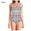 Est Bohemian Tribal Totem 3D Print Girls Onepiece Swimming Bathing Strandkläder ärmlös Sexig baddräkt 220617