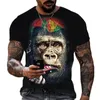 Biker T Shirt pour hommes vêtements Gorilla Monkey moto Chopper Bobber école hommes à manches courtes imprimé hommes chemise Homme 220712