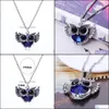 Pendentif Colliers Chaîne Collier Hibou Volant Bleu Beautifly Cristal Strass Perle Mode Carshop2006 Drop Delivery 2021 Carshop2006 Dhgno