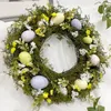 Decorative Flowers & Wreaths Easter Egg Wreath Artificial Garland For Wall Window 36cm Front Door Room Farmhouse Indoor Outdoor Hanging Deco