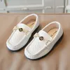 Sapatos de couro infantil para meninos meninas crianças pequenas crianças apartamentos mocassins slip-on moda tend sapatos para show de casamento tamanho 26-35