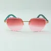 direct sales designers engraving lens sunglasses 3524019 blue natural wooden sticks glasses size: 58-18-135mm