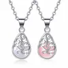 Colliers en argent femmes rétro fleurs creux sculpté incrusté gouttelette opale pendentif clavicule chaîne collier bijoux de mode