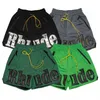 22SS Fashion Summer Net broderi lapptäcke läder shorts kvinnor män strand skateboard high street middle pants joggar