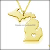 Colares de pingentes pingentes jóias ligas finas colar de mapa americano michigan para mãe namorada entrega de ouro 2021 uas6p