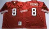 75주년 기념 Mitchell and Ness 스로백 풋볼 8 Steve Young Jersey 16 Joe Montana 42 Ronnie Lott 80 Jerry Rice 1989 1994 Vintage Stitched Red White Black ncaa