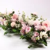 Dekorativa kransar diy bröllop blommvägg arrangemang levererar silke pioner rose artificiell rad dekor järn båge bakgrund