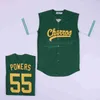 Men Mexican Charros Kenny Powers Movie Baseball Jerseys Green White Atlanta #55 Eastbound and Down TV Show Shirts