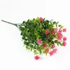 Flores decorativas Guirnaldas 21 cabezas Flor de loto de plástico con hojas de eucalipto Ramo de rosas artificiales para la decoración del hogar Planta de pared Gar