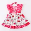 Girlymax SpringsummerBaby Girls Kids Boutique Clothing Children Ruffles Dress dressed Smocked Floral Milk Silk膝の長さ220519