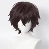 Otros suministros para fiestas de eventos Anime de alta calidad Bungo Stray Dogs Dazai Osamu Cospla Peluca Corta Marrón Rizado Pelucas de pelo sintético resistentes al calor