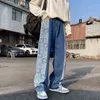 Vintage Patchwork Design Jeans Men Wide Leg Trousers Streetwear Hip Hop Loose Chic Oversized 3XL Handsome All-match Korean Style G0104