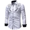 Camicia casual slim a maniche lunghe ricamata da uomo alla moda 220801