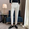 Men's Suits Men's & Blazers Men High Waist Casual Dress Pant Belt Design Slim Trousers Formal Office Social Wedding Party Suit Pants