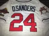 GlaC202 24 Deion sanders DUAL PATCH Baseball Jersey Altanta 1995 Wrold Series Custom Jerseys All Stitched Black Red White Grey