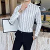 Herrklänningskjortor Herrmode Business Casual Striped Long Sleeve Shirt Brand Slim Check Professional Tops S-xxxlmen's Vere22