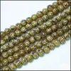 Andra lösa pärlor smycken 100 st/parti 8mm armband leverantör grönt glas rund form isflower mönster för diy gör örhängen halsband ring