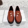 Designer Women Martin Dress Shoes Short Ladies Chocolate Brushed Leather Cowhide Loafers White Black Shoe Platform Sneakers