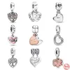 925 Sterling Silver Dingla Charm Familj Pärlhänge Mamma Son Lycka Träd Bead Fit Pandora Charms Armband DIY Smycken Tillbehör