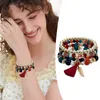 Bangle Stackable Bead Bracelets Ladies Mens Stretch Multilayer Bracelet Set Multicolor Jewelry Beaded Heart EarringsBangle Inte22