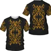 3D Golden Chain Print Baroque Brand T shirt Summer Style Short Sleeve Luxury Royal Men s Clothes Hip Hop Tops Tees 220712