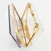 Transparent acrylic clutch bag with liquid sparkle inside women dinner bag gold frame handbag