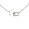 Modedesigner halsband med skruv diamant dubbel cirkel kärlek halsband för flickvän vit guld roshänge rostfritt stål fest gåva trendig b7212400