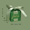 Sacchetti regalo quadrati verde foresta Scatole di caramelle con nastro Bomboniera Biscotti nuziali Sacchetti di cioccolato Forniture per feste di compleanno MJ0492