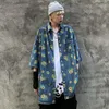 Рубашка для женских блузков Harajuku Sunflower Print Рубашка Summer Women Wintage Джинсовая джинсовая джинсовая джинсовая джинсовая джинсовая джинсовая джинсовая ткань свободная блузка с короткими рукава