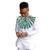 Men's Casual Shirts African Fashion Men Colorful Print Long Sleeve Tops White Cotton/Wax Patchwork Design Male Wedding ClothesMen's Quin22