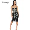Ziamonga Women Bandage Dress Sexig Spaghetti Strap Sheath Club Fashion Evening Party Celebrity Ladies Summer Dresses 220521