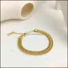 Charmarmband smycken Monlansher Minimalist guldfärg platt kedja armband texturerat titanium stål mode gata style för kvinnor dropp del