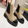 Designer Boots Women Chelsea Boot Platforma skórzana bojowa klasyczna klasyczna czarne buty łańcuch zip grubą obcas