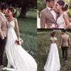 New Arrival Sweetheart Chiffon Illusion Bodice Back Wedding Dresses Appliques Sexy Simple Garden Wedding Gowns Elegant Formal Bridal