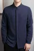 2022 mannen Chinese stijl katoenlinnen Linnen SHIRTS SHIRTS MANNEN Kleding Retro Tang Suit Stand Up Up Kraag Top Plus Size Kleding Man L220706