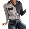 여성용 블라우스 셔츠 여성 패션 셔츠 레이디 긴 소매 블라우스 가을 의류 턴 다운 칼라 버튼 디자인 인쇄 캐주얼