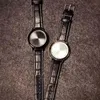 Montres-bracelets montre de mode LED contrôle tactile cadran rond simili cuir bande étanche personnalité Quartz horloge Relogio Feminino