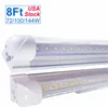 Intégrez la lumière de tube de LED de forme de V 2400mm 2.4m 240cm 8Ft 4Ft 5Ft 6Ft T8 8 pieds 72W lumière d'ampoule de porte de refroidisseur profil bas lumières de magasin connectables au plafond OEMLED