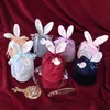 25PC Velvet Easter Bags Bunny Gift Packing Bags Rabbit Candy Bags Wedding Birthday Party Decoration Jewelry Organizer 2022 Easter Y220805